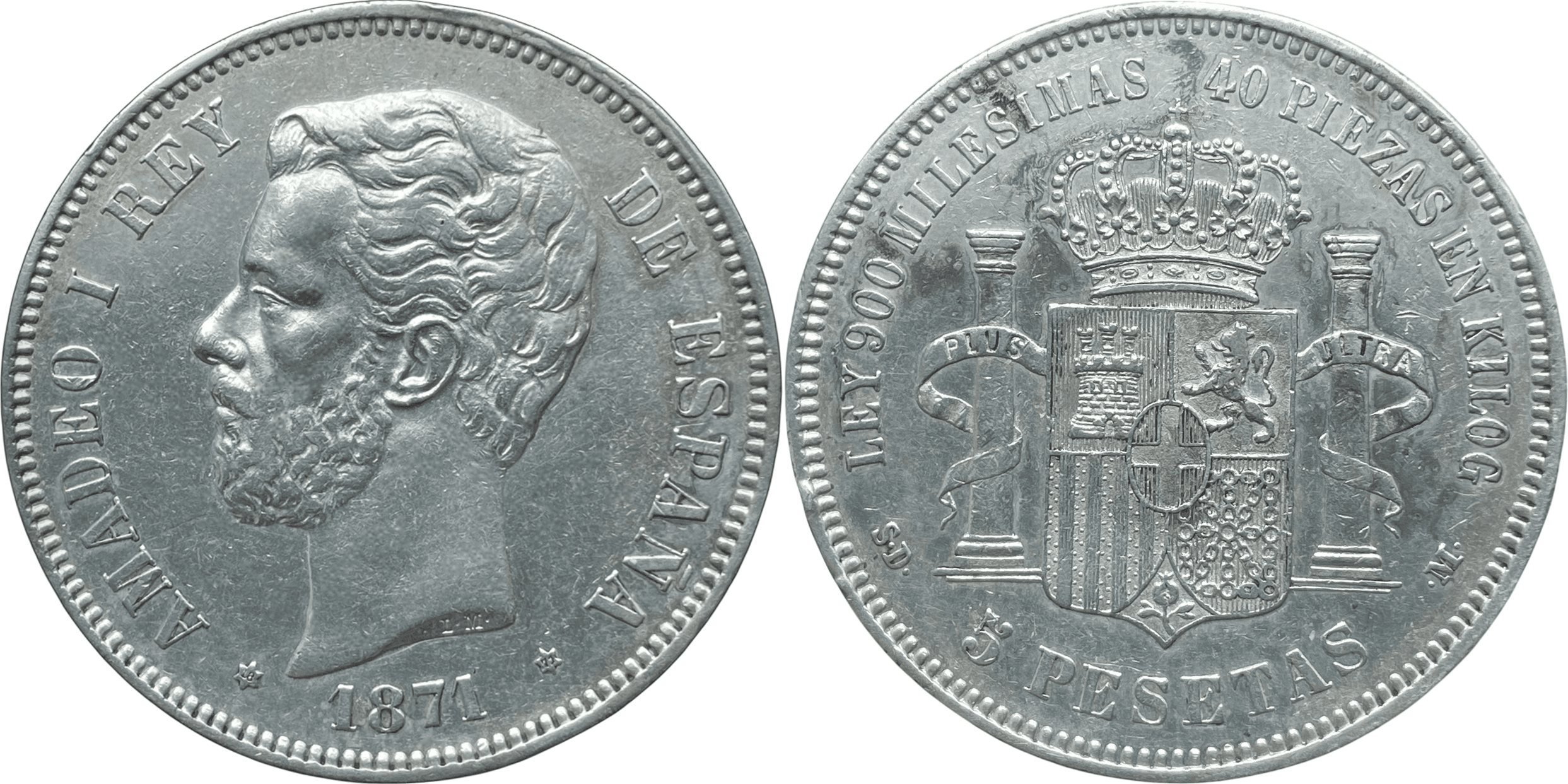 5 Pesetas Españolas 1870 - España